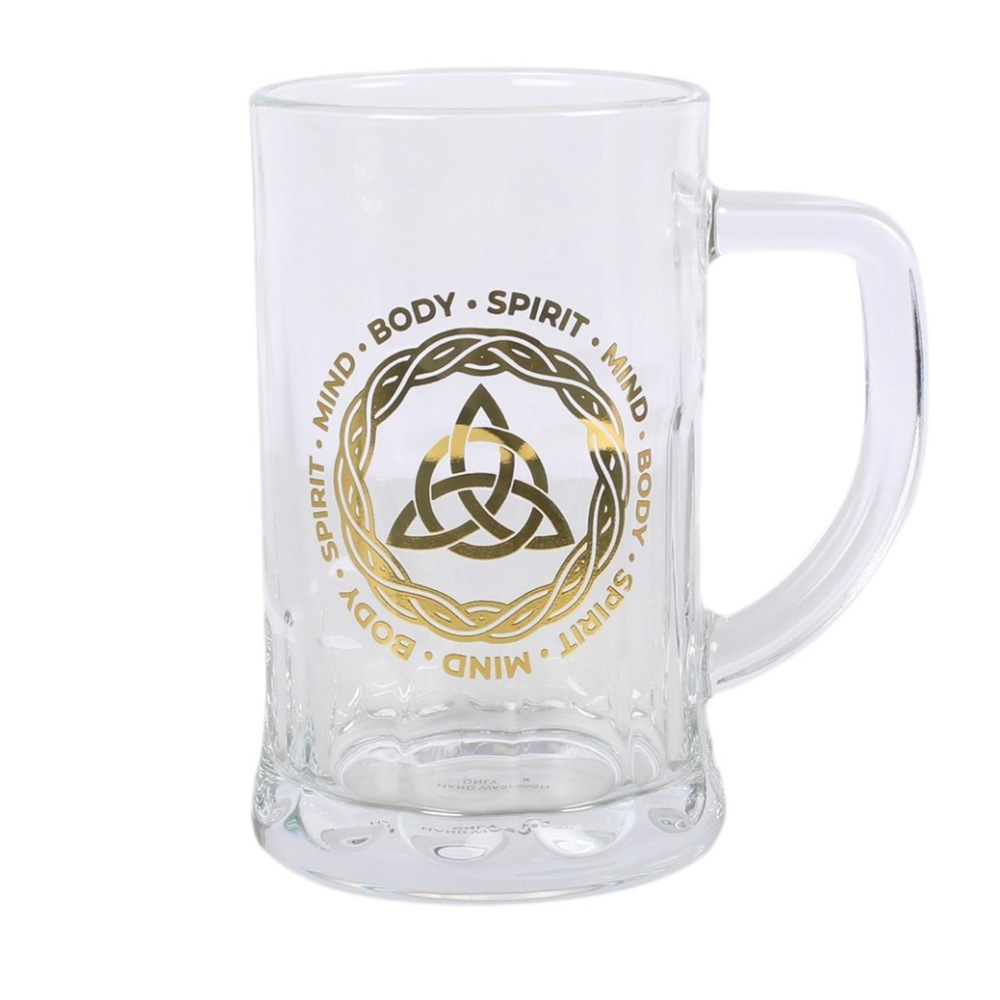 Something Different - Celtic Triquetra Knot Glass Beer with Coaster Chope - Multicolore